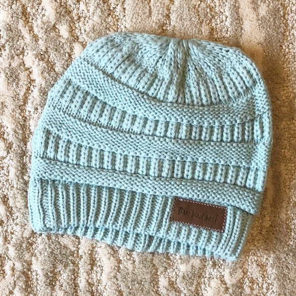 π LAST 1: Mint Messy Bun Beanie - Picture 2 of 2
